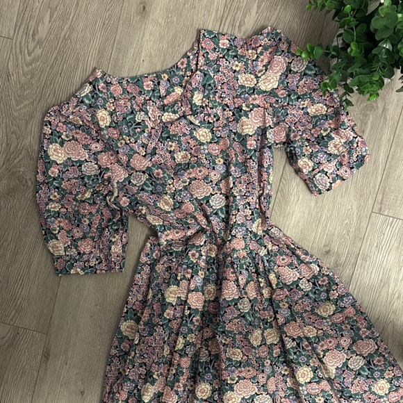 Vintage Cottagecore 1990s Floral Midi Dress with Bow - Picture 9 of 12